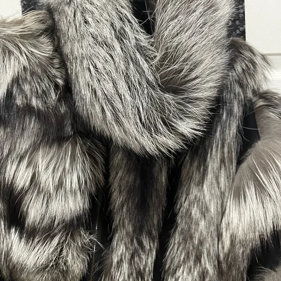 Silver Fox Fur Poncho with matching Headband